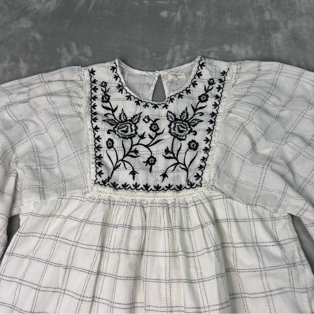 World Market Embroidered Peasant Dress Women L XL Cottage Boho Cotton minimalist - Picture 3 of 10